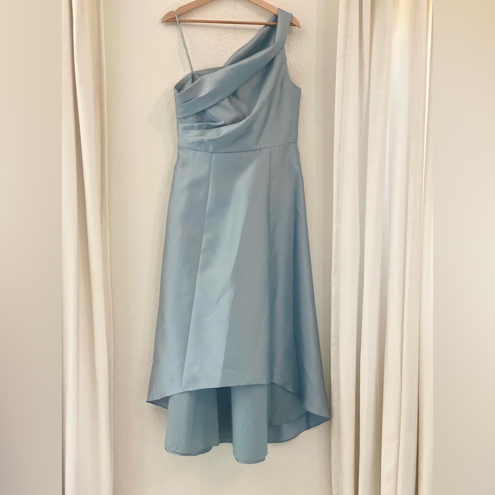 Adrianna Papell Sage 🍃Hi Lo Off Shoulder TEA LENGTH Gown w/ POCKETS